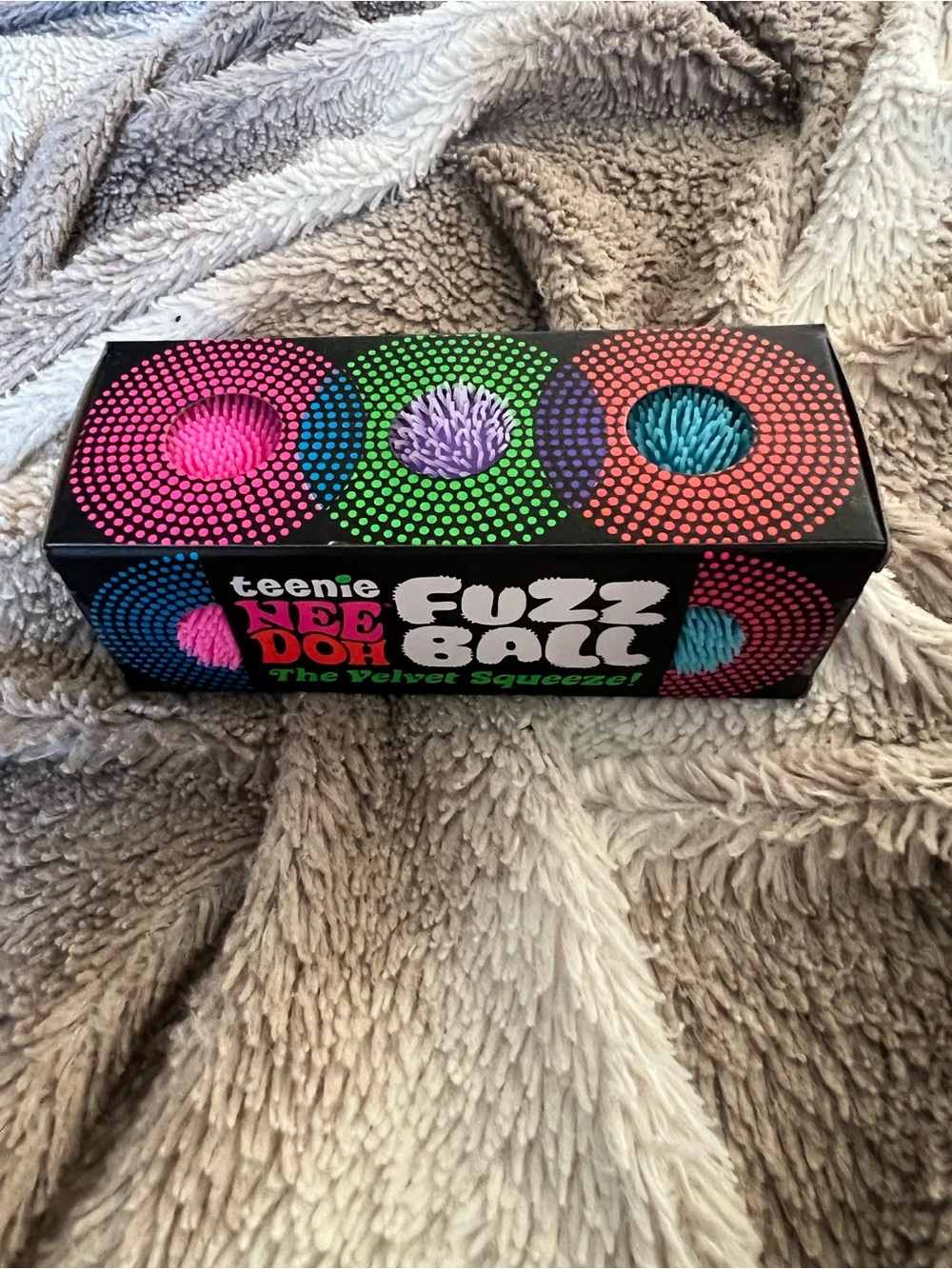 Teenie Nee Doh Fuzz Ball Velvet Squeeze Toy - Pink, Purple, Teal